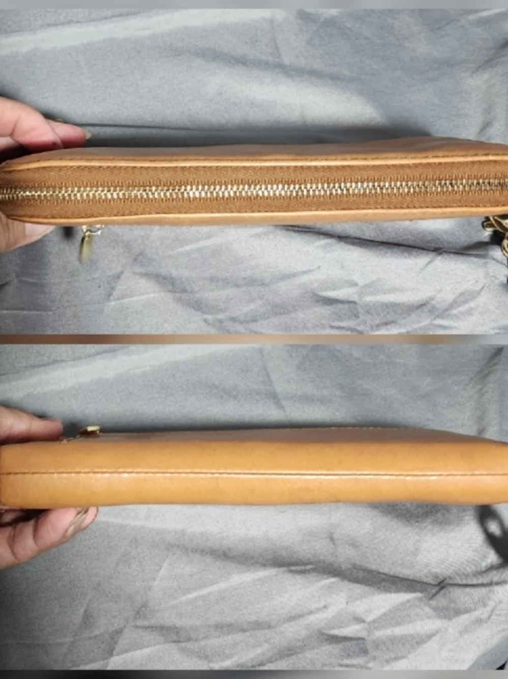 Fossil Tan Light Brown Leather Long Zip Around Wallet